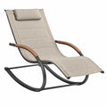 Sillón mecedora 95 x 65 x 100 cm de metal y textil beige para exterior