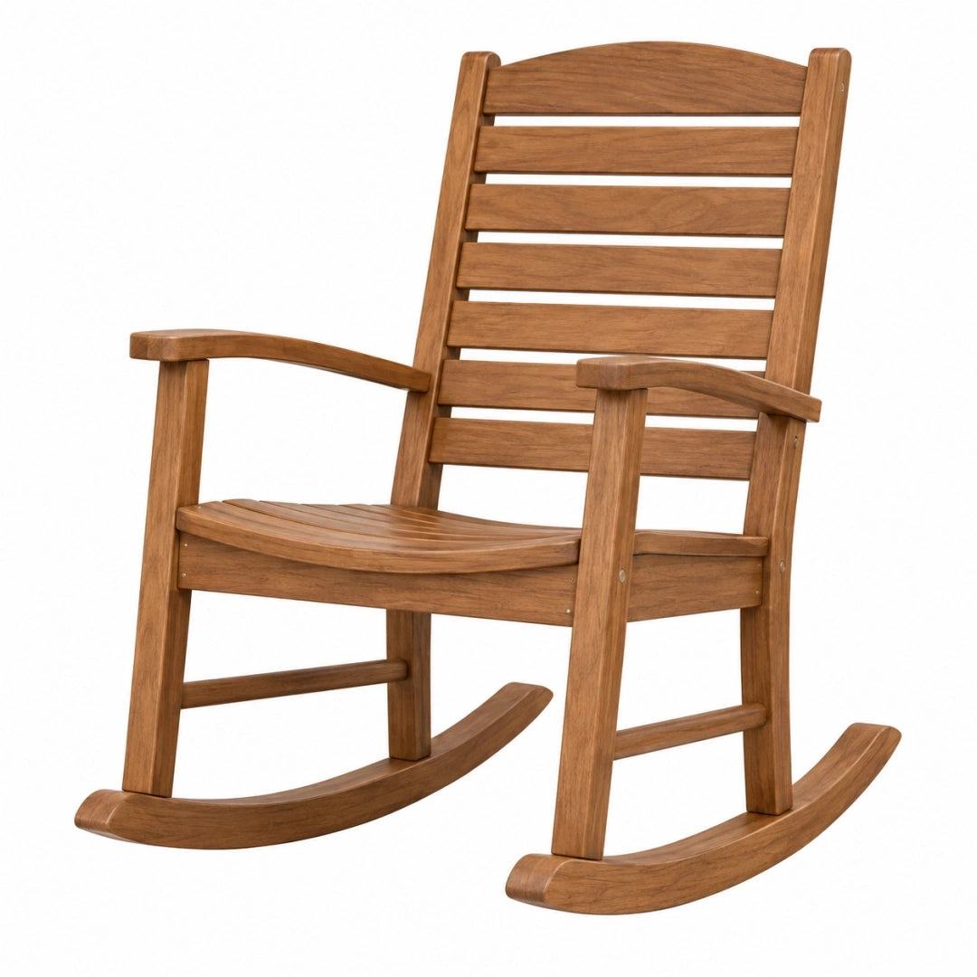 Silla mecedora de madera marrón 100 x 64 x 110 cm con reposabrazos