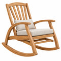 Sillón mecedora 104 x 70 x 105 cm de madera natural con asiento tapizado para descanso estilo clásico