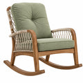 Mecedora 98 x 70 x 95 cm de madera con cuerda y cojines verdes estilo natural