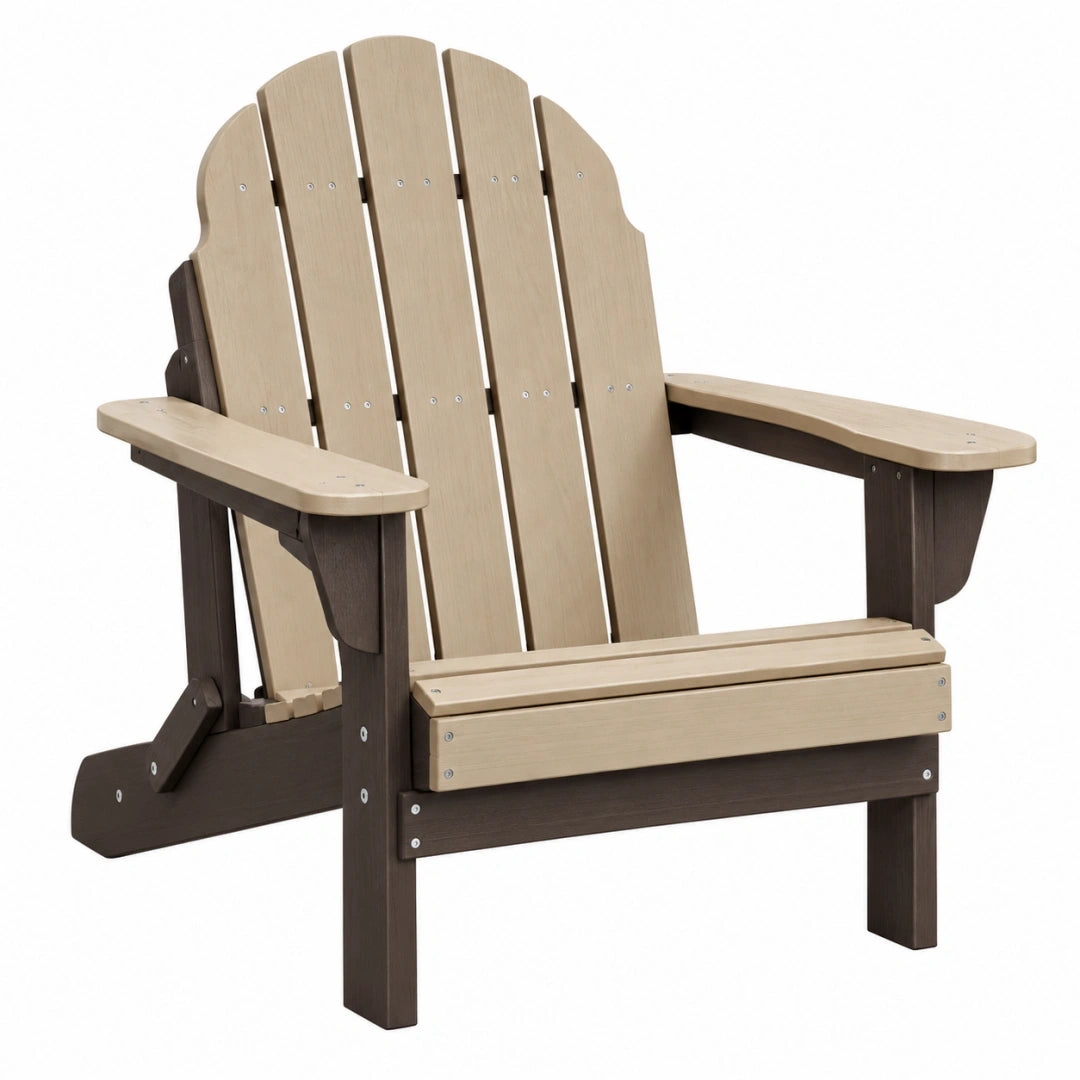 Sillón Adirondack 80 x 90 x 100 cm de madera beige y marrón para exterior