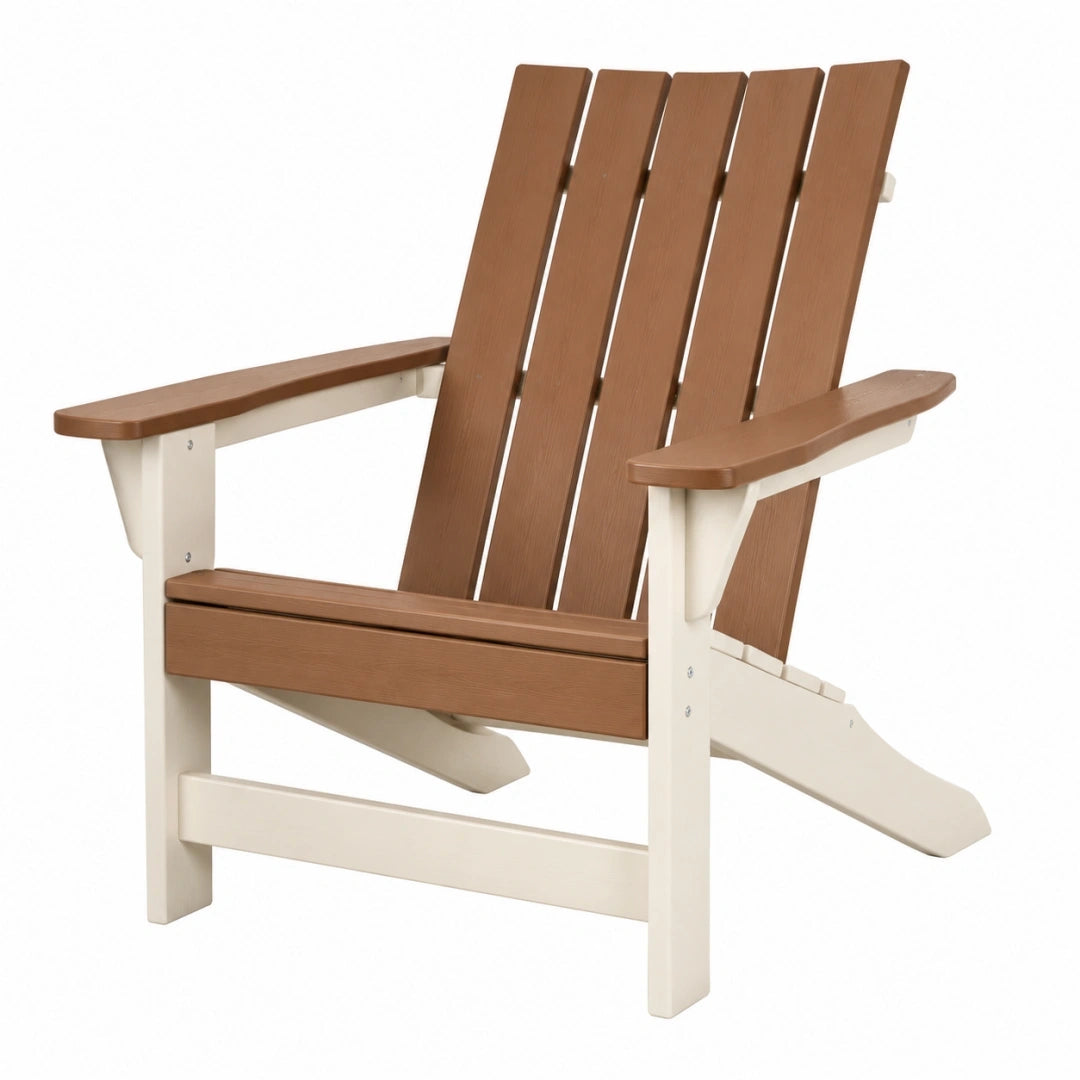 Silla Adirondack 78 x 82 x 96 cm de plástico marrón y blanco para exterior