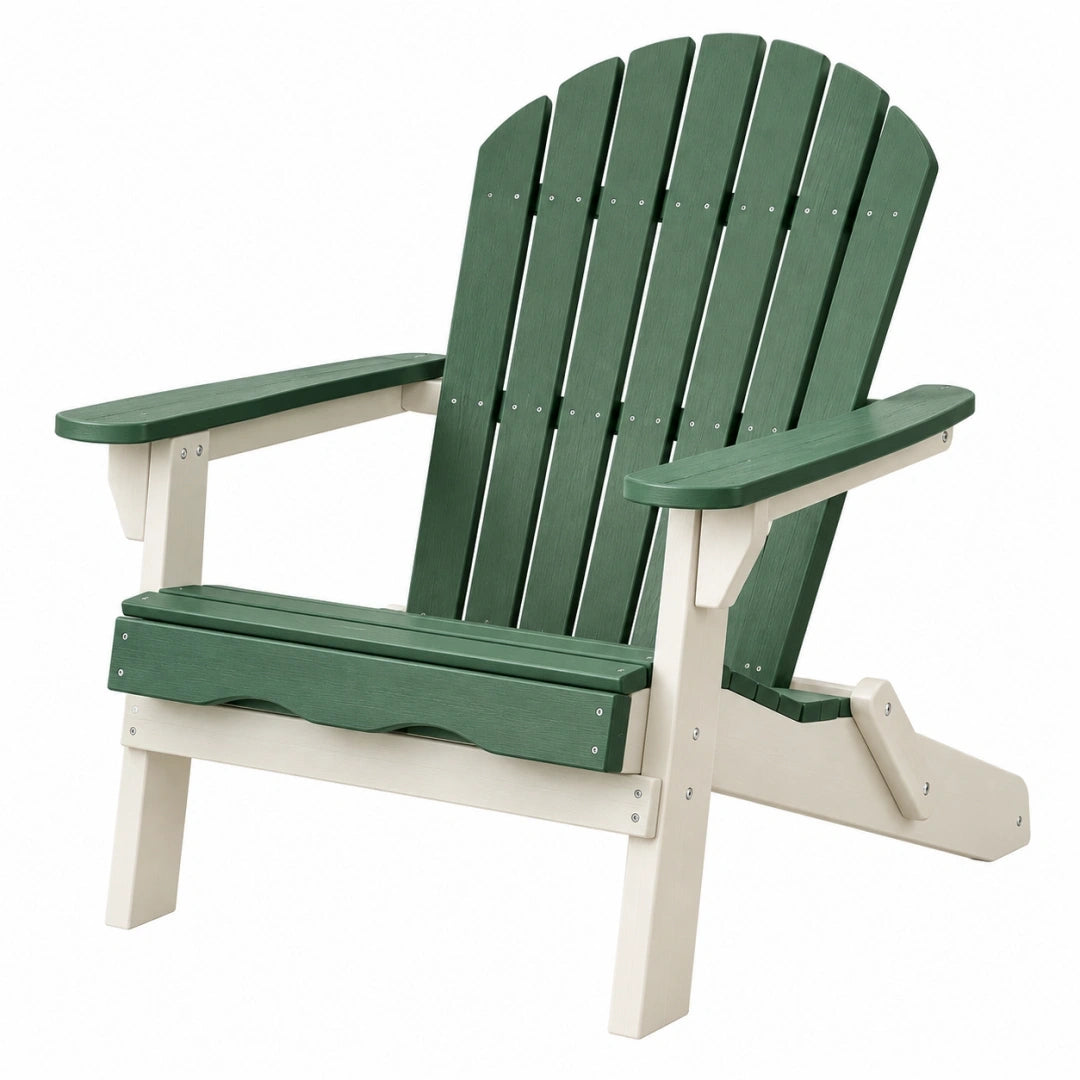 Silla Adirondack 83 x 80 x 98 cm de plástico verde y crema para exterior