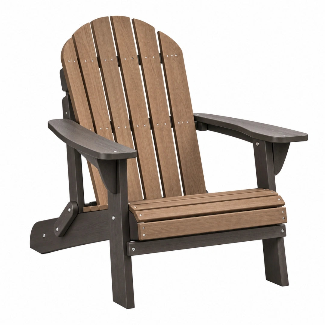 Silla de jardín Adirondack 86 x 76 x 95 cm de plástico marrón y gris con reposabrazos