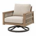 Sillón giratorio 86 x 86 x 88 cm de madera marrón y cuerda beige para exterior