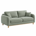 Sofá de 2 plazas 180 x 90 x 85 cm en tela verde con patas de madera - estilo contemporáneo